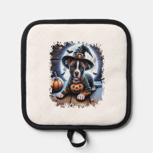 Staffy Dog Halloween Square Pot Holder