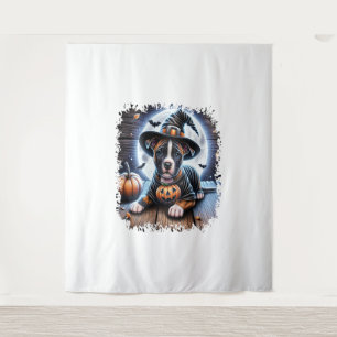 Staffy Dog Halloween Square Tapestry