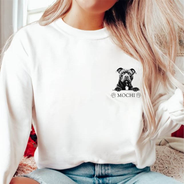 Staffy Dog Hand Drawing Personalised Sweatshirt (Creator Uploaded)