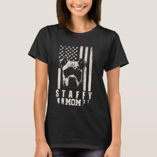 Staffy Dog Mum American Flag Gifts for Women Mama  T-Shirt