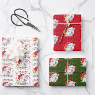 Staffy Dog Pattern Christmas Wrapping Paper Sheet
