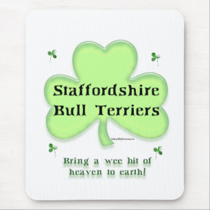 Staffy Heaven; Staffordshire St. Patrick's day Mouse Mat