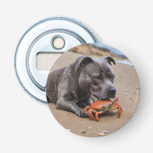 Staffy Is Friends With A Beach Crab, Bottle Opener