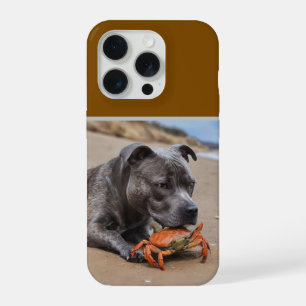 Staffy Is Friends With A Beach Crab,  iPhone 15 Pro Case