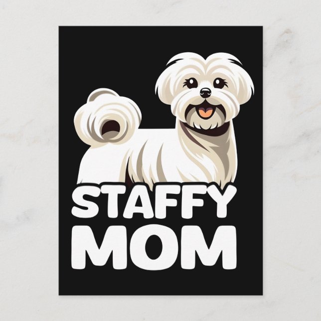 Staffy mom with maltese t shirt design vector  holiday postcard (Front)