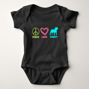 Staffy Mum Peace Love Baby Bodysuit