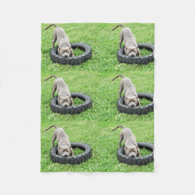Staffy Playtime Small Fleece Blanket. Blanket (Front)