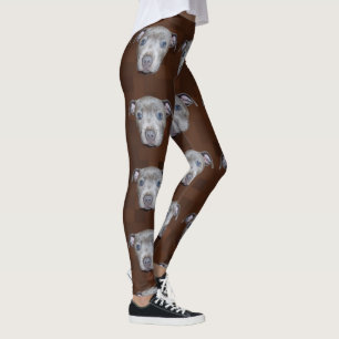 Staffy Puppy On Brown Mosaic, Leggings