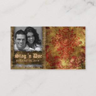 Stag and Doe Tickets Vintage Floral Red Gold