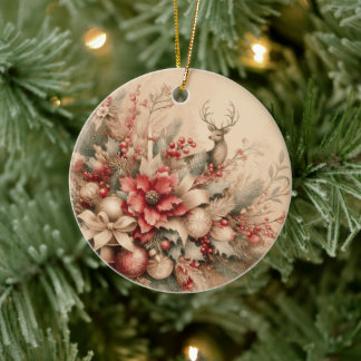 Stag and floral tree ornament