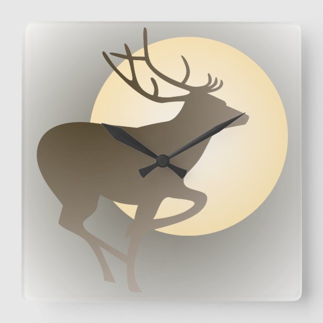 Stag and Moon Wall Clock (Front)