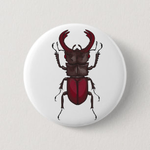 Stag beetle 6 cm round badge