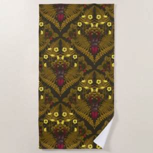 Stag beetle and ferns beach towel