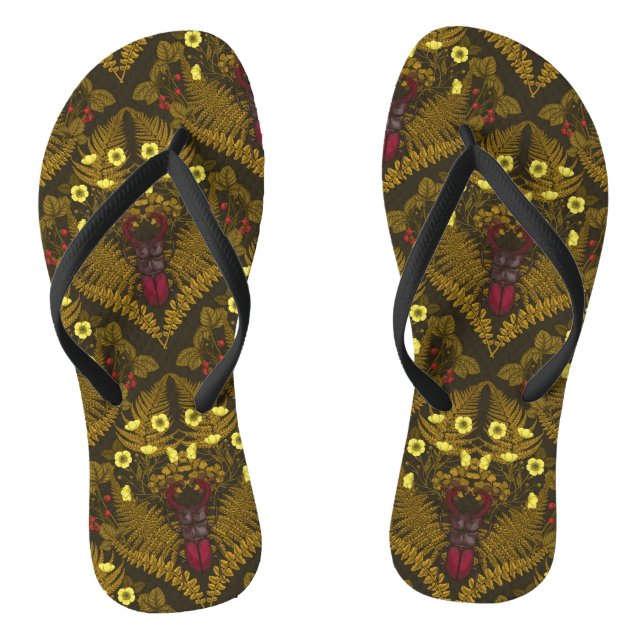 Stag beetle and ferns flip flops (Footbed)
