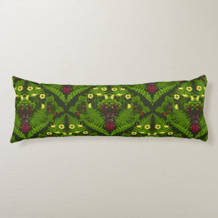Stag beetle and ferns, green leaves body cushion