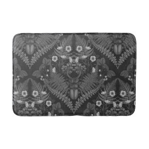 Stag beetle and ferns, in black and white bath mat