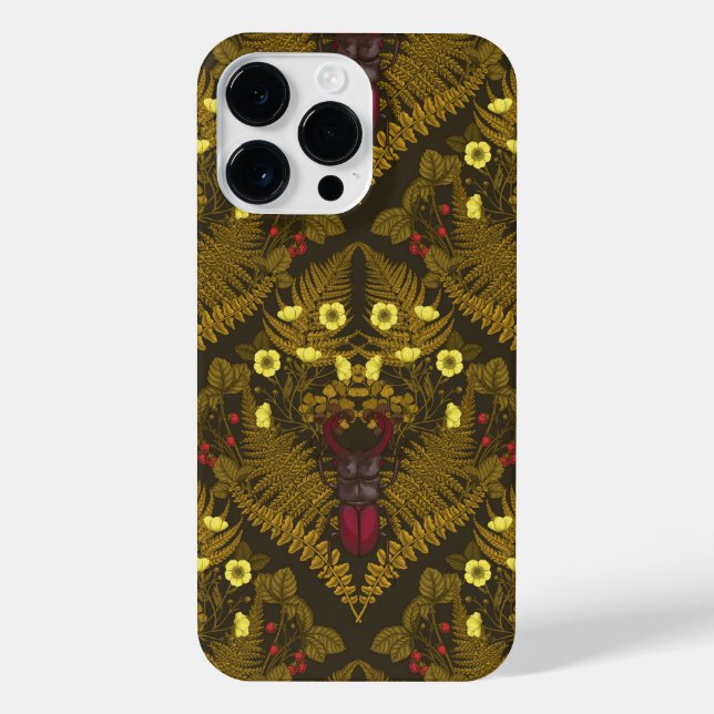 Stag beetle and ferns iPhone case (Back)