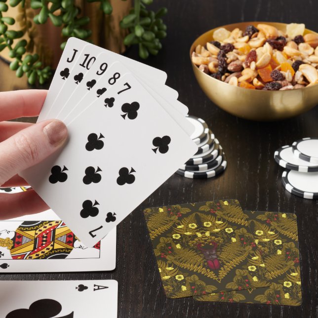 Stag beetle and ferns playing cards (In Situ)