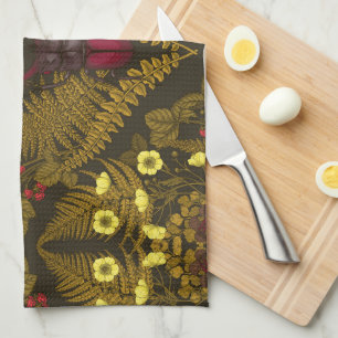 Stag beetle and ferns tea towel