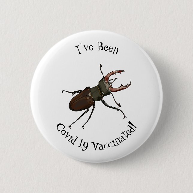 Stag beetle cartoon illustration 6 cm round badge (Front)