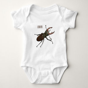 Stag beetle cartoon illustration baby bodysuit