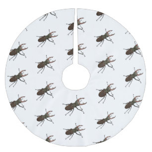 Stag beetle cartoon illustration brushed polyester tree skirt