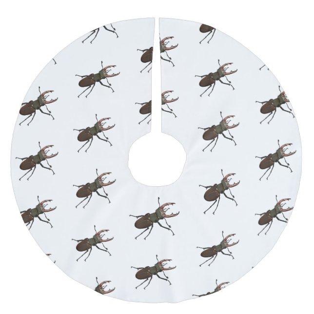 Stag beetle cartoon illustration brushed polyester tree skirt (Front)