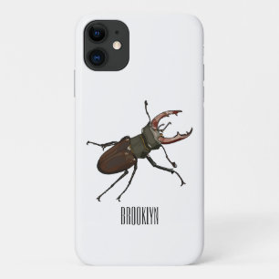 Stag beetle cartoon illustration iPhone 11 case