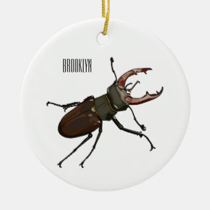 Stag beetle cartoon illustration ceramic tree decoration
