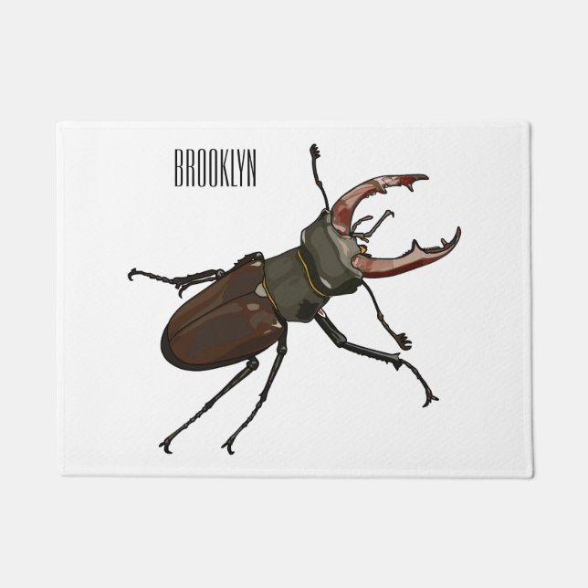 Stag beetle cartoon illustration doormat (Front)