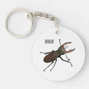 Stag beetle cartoon illustration key ring