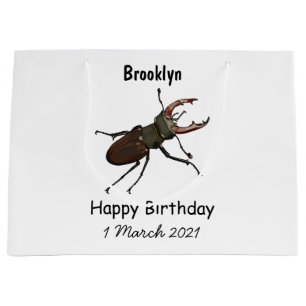 Stag beetle cartoon illustration large gift bag