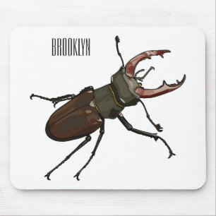 Stag beetle cartoon illustration mouse mat