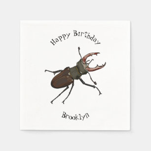 Stag beetle cartoon illustration napkin