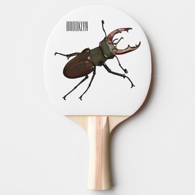 Stag beetle cartoon illustration ping pong paddle (Front)