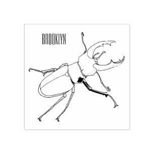 Stag beetle cartoon illustration rubber stamp