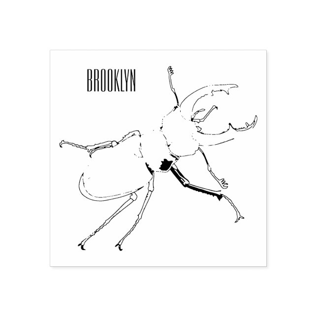 Stag beetle cartoon illustration rubber stamp (Imprint)