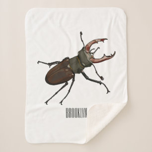 Stag beetle cartoon illustration sherpa blanket