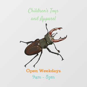 Stag beetle cartoon illustration window cling