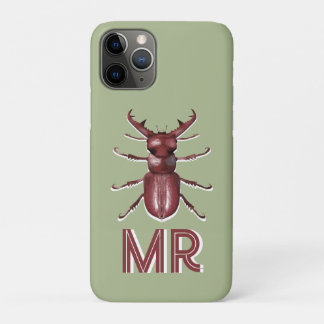 Stag Beetle Custom Monogram Insect Art iPhone 11 Pro Case