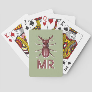 Stag Beetle Custom Monogram Insect Art Playing Cards