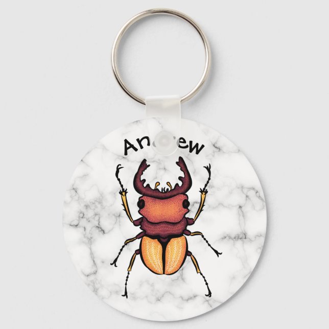 Stag Beetle Insect Art Entomology Name Key Ring (Front)