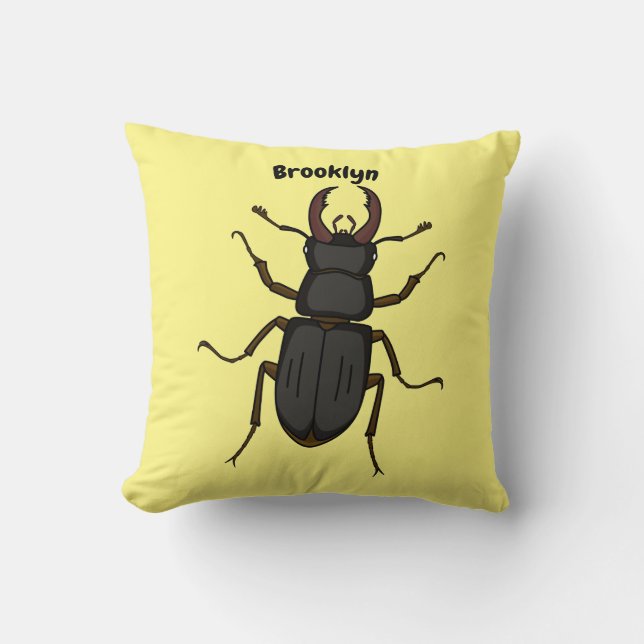Stag beetle insect illustration cushion (Front)