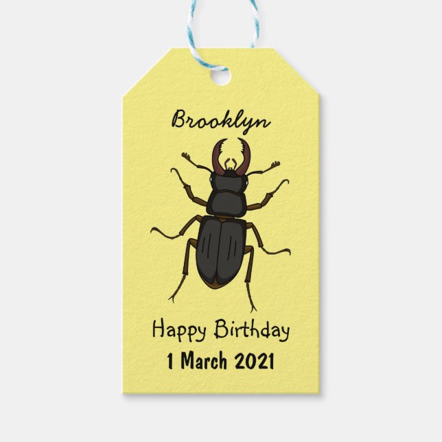 Stag beetle insect illustration gift tags (Front)
