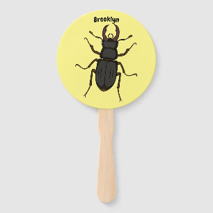 Stag beetle insect illustration hand fan