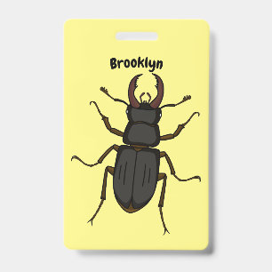 Stag beetle insect illustration ID badge