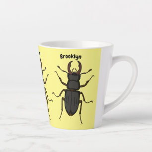 Stag beetle insect illustration latte mug