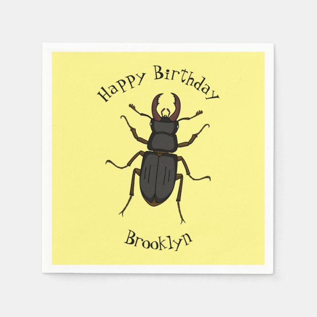 Stag beetle insect illustration napkin (Front)