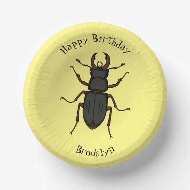 Stag beetle insect illustration  paper plate (Front)