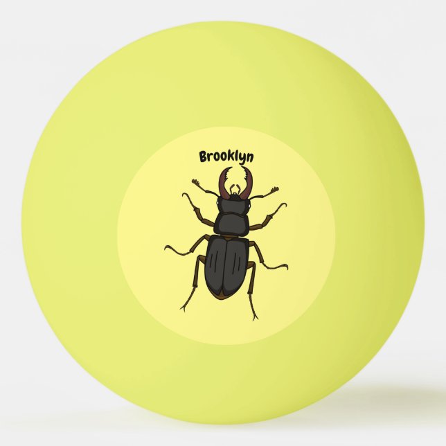 Stag beetle insect illustration ping pong ball (Front)